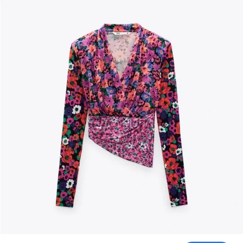 Zara Floral V-Neck Women's Top